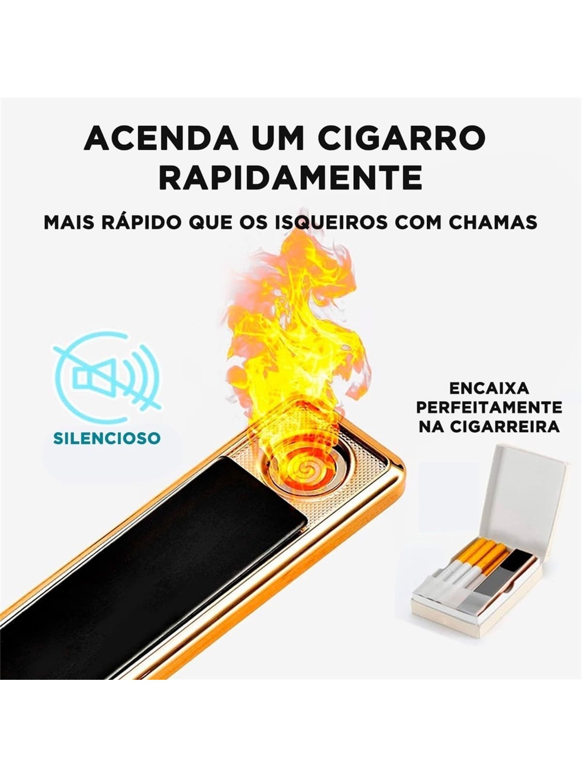 Isqueiro Fino Eletrico Usb
