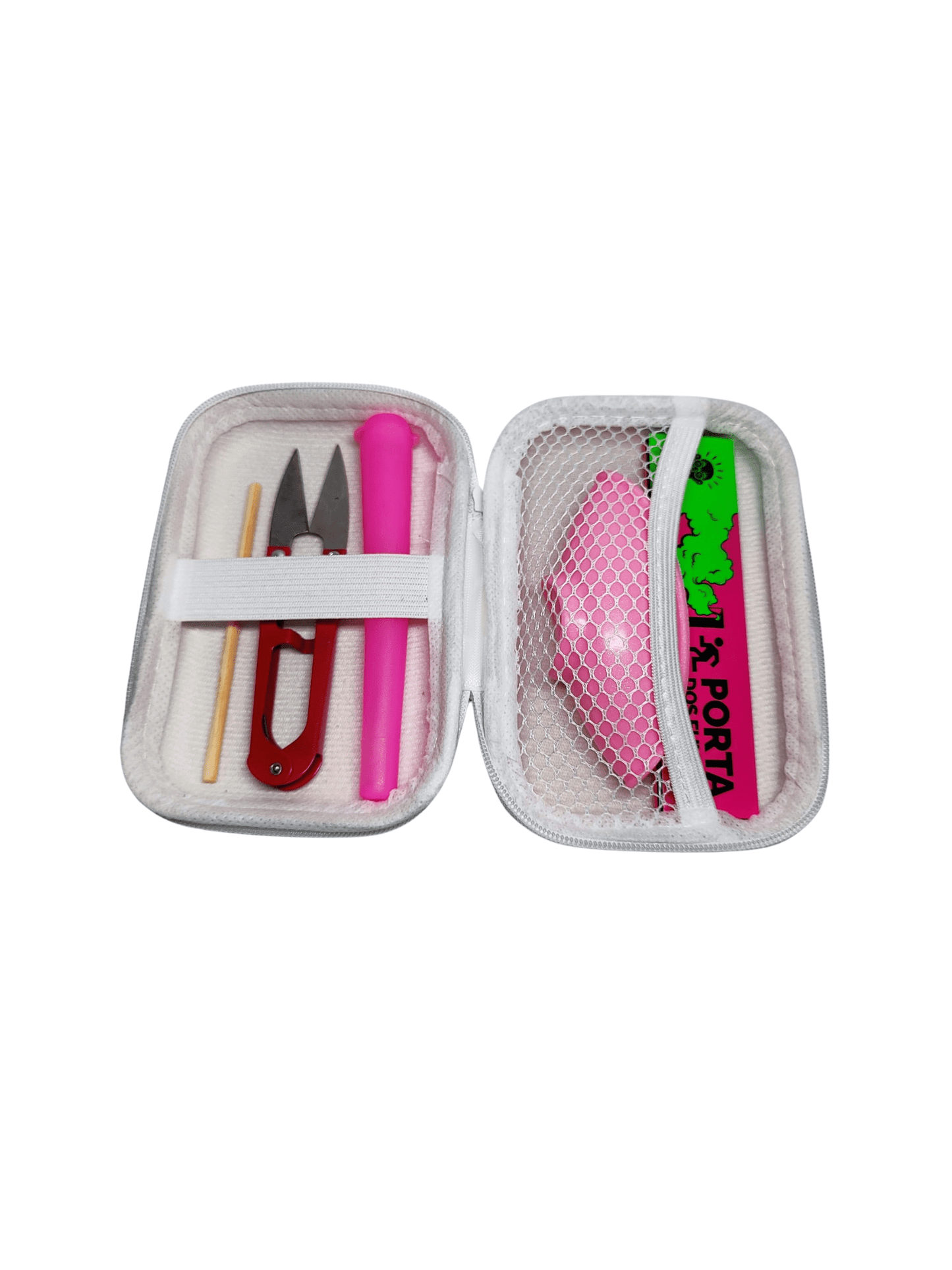 Kit Pilão com Estojo e Itens Tabacaria 6 itens essenciais Completo Tesoura Cuia Seda Mocó