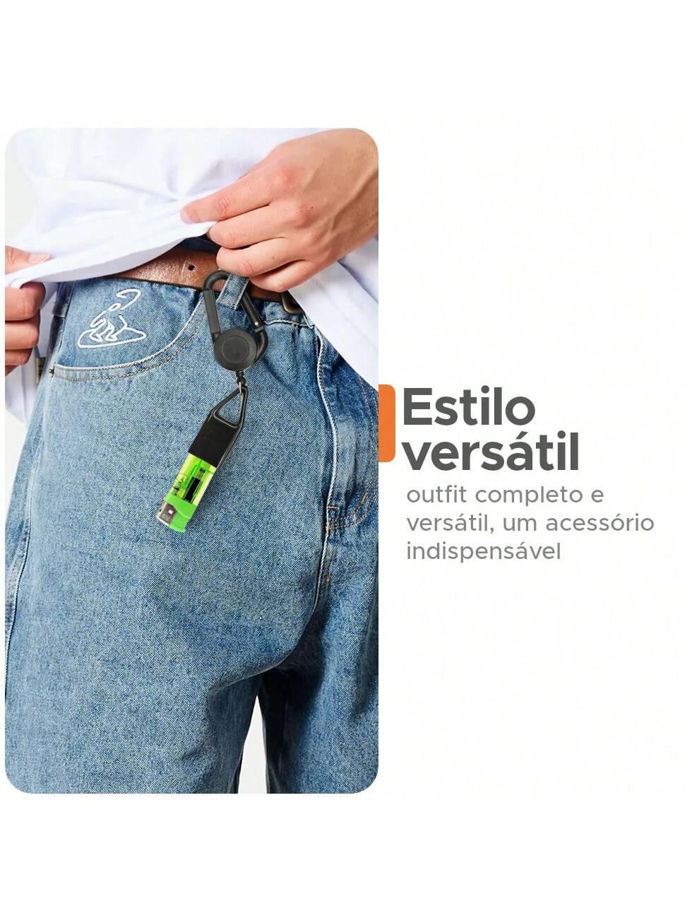 Chaveiro Porta Isqueiro Retrátil Anti Rato para isqueiros Bic e similares