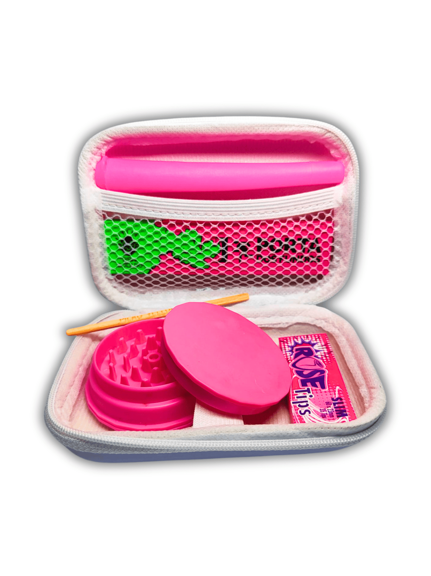 Kit Rosa com Dichavador Moco Case Seda Piteira Moco