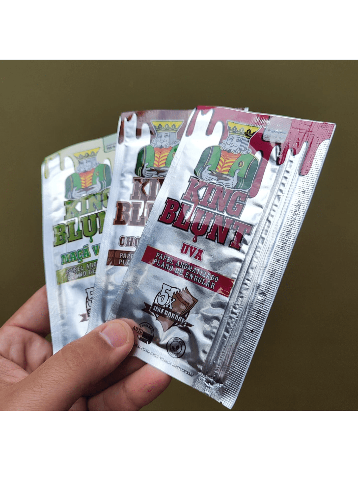 Papel para Cigarro Saborisado KingBlunt Kit com 3 Envelopes Sortidos 15 Papeis
