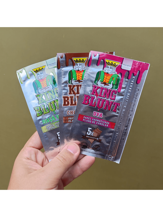 Papel para Cigarro Saborisado KingBlunt Kit com 3 Envelopes Sortidos 15 Papeis