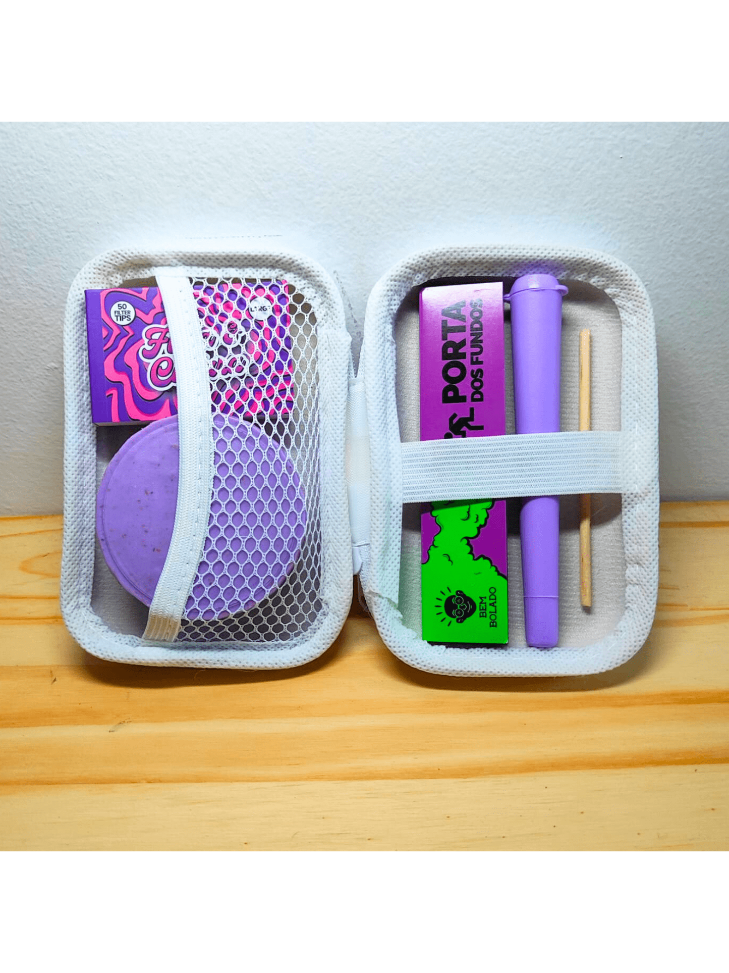 Kit Rosa com Dichavador Moco Case Seda Piteira Moco