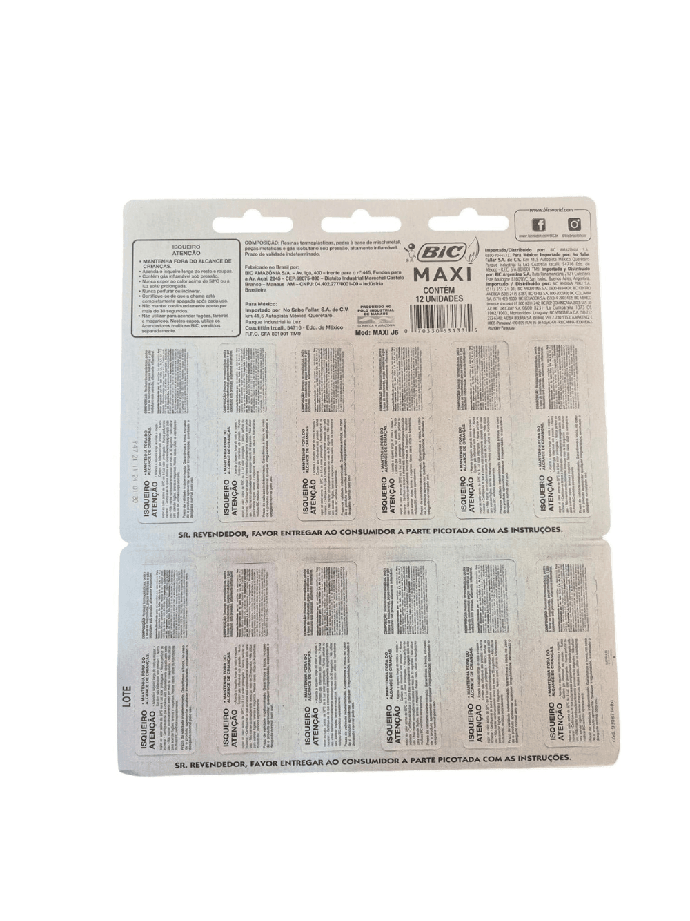 Isqueiro Bic Max Original Cartela c/12 Unidades