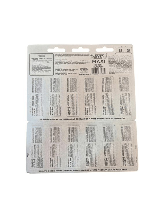 Isqueiro Bic Max Original Cartela c/12 Unidades